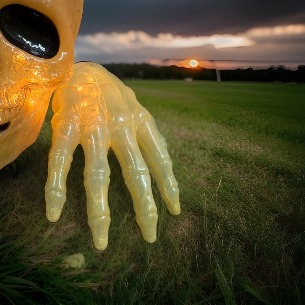 Skull Skeleton Hand Light Up Ground Breaker Halloween Decoration Scary Blow Mold